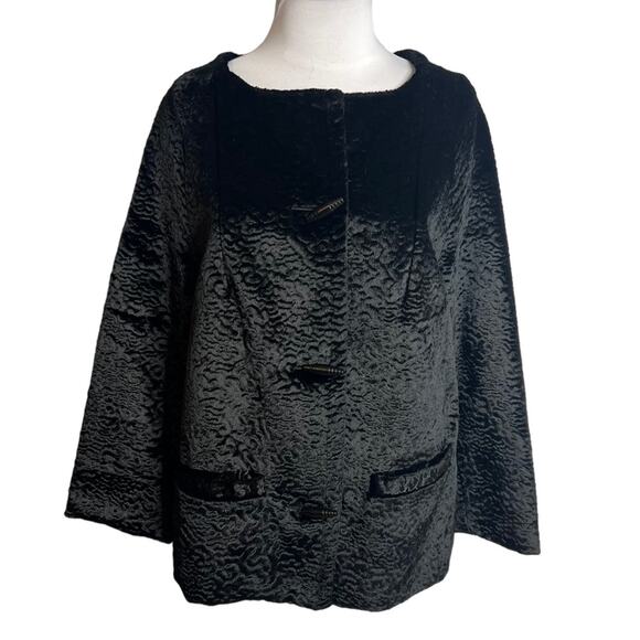 Vintage Jackets & Blazers - Vintage Styled by Winter Faux Broadtail Lamb Fur Coat Sz M